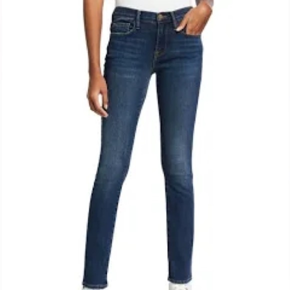 FRAME Le Skinny De Jeanne Porter Darkwash High Waist Skinny Jeans in 25 - Picture 1 of 11